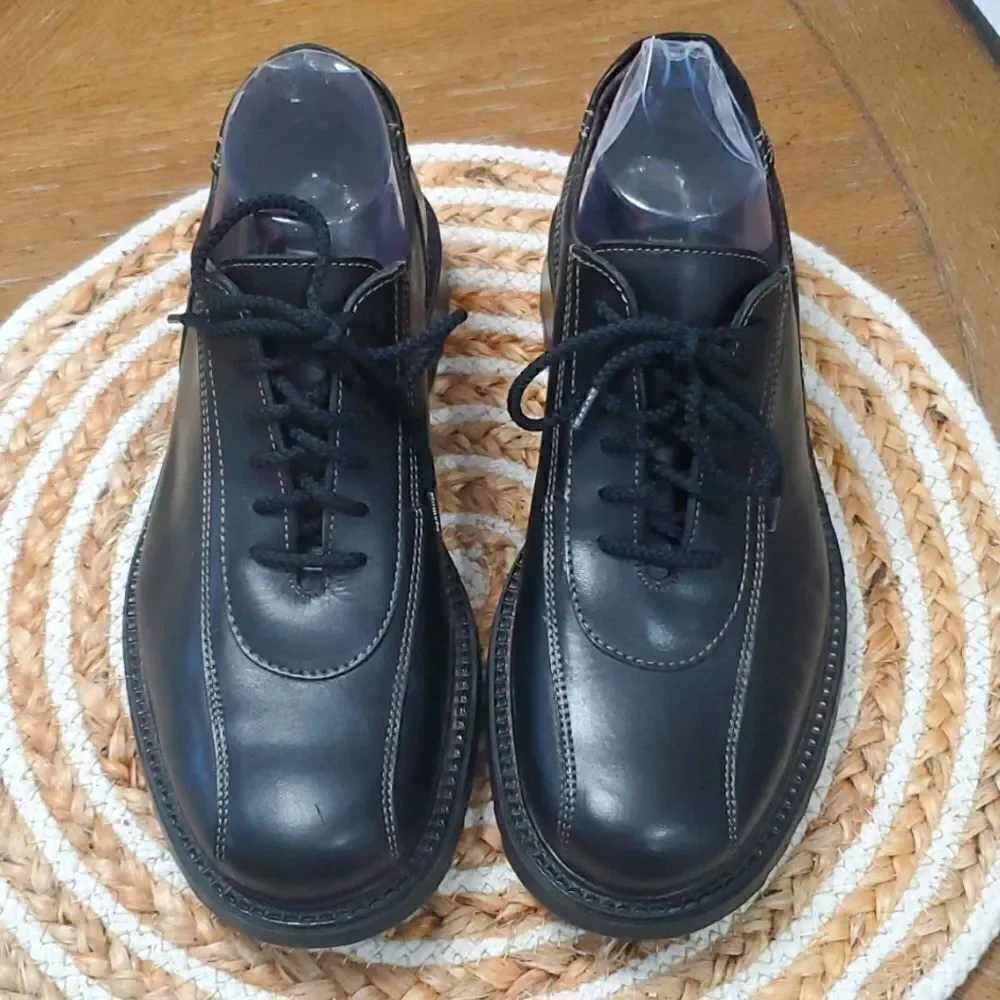 BASS Messanger Black Leather Lace-up Casual Shoes, Nwot 7.5